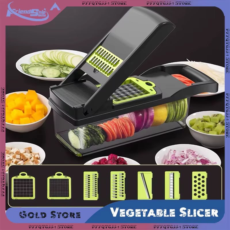22-in-1 manual vegetable chopper with container multifunctional cheese grater potato slicer & fruit and vegetable cutter