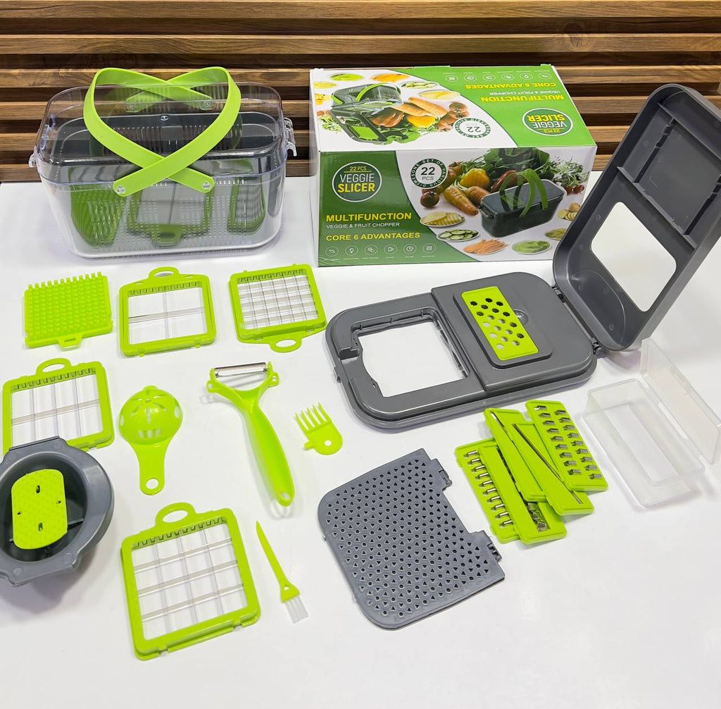 22-in-1 manual vegetable chopper with container multifunctional cheese grater potato slicer & fruit and vegetable cutter