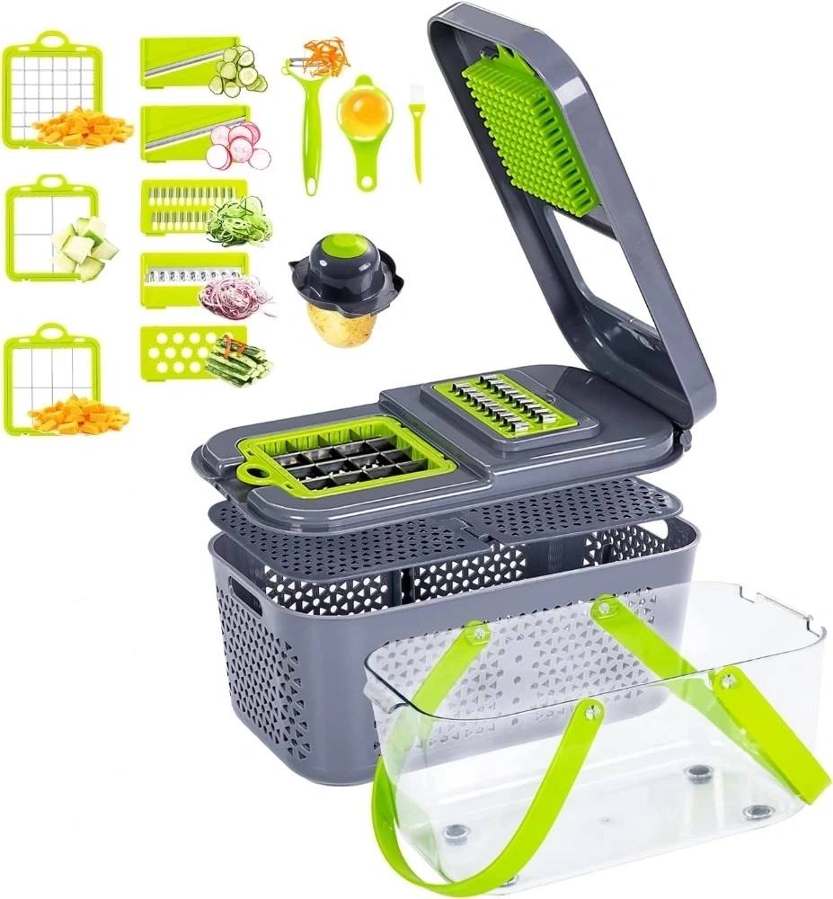 22-in-1 manual vegetable chopper with container multifunctional cheese grater potato slicer & fruit and vegetable cutter