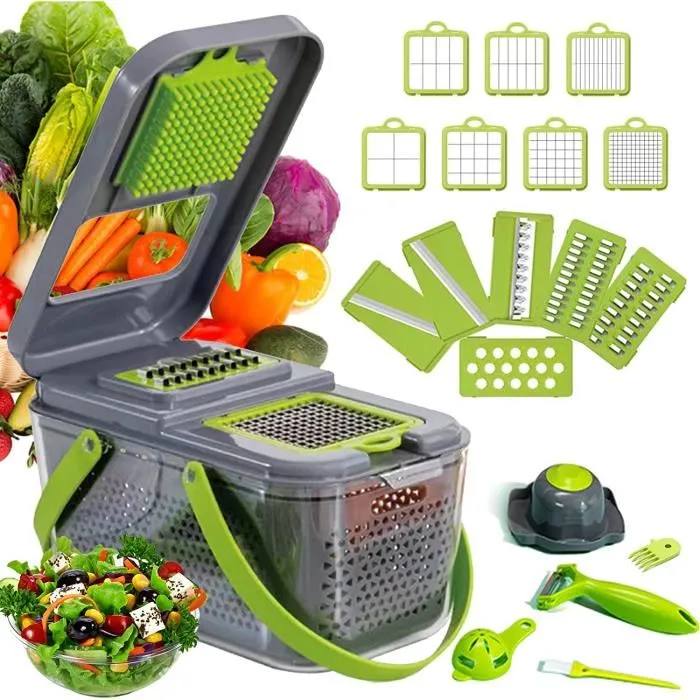 22-in-1 manual vegetable chopper with container multifunctional cheese grater potato slicer & fruit and vegetable cutter