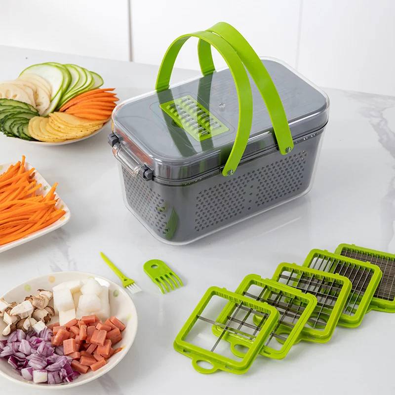 22-in-1 manual vegetable chopper with container multifunctional cheese grater potato slicer & fruit and vegetable cutter