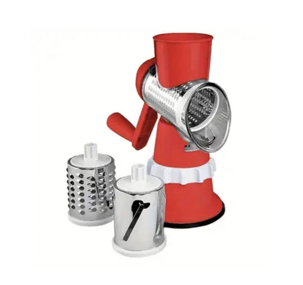 Manual slicer, turbine vegetable slicer with 3 stainless steel blades - suction cup base - safe press type -