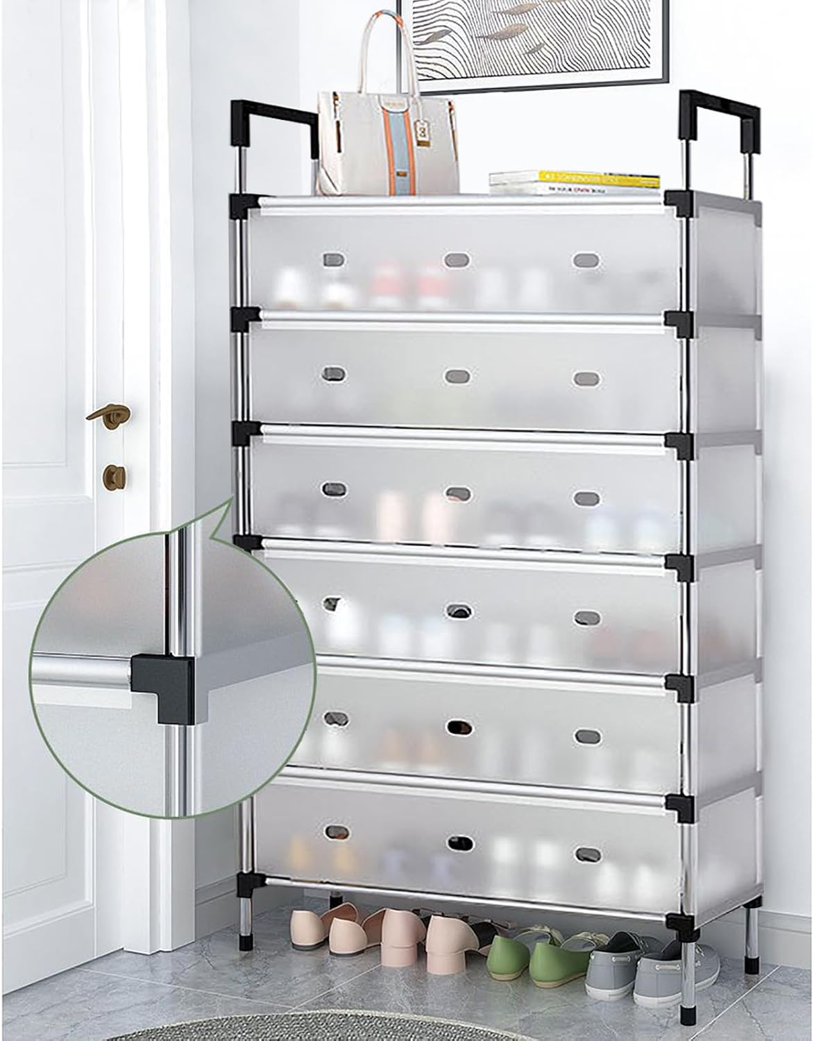 Étagère à Chaussures Fermée 6 Niveaux