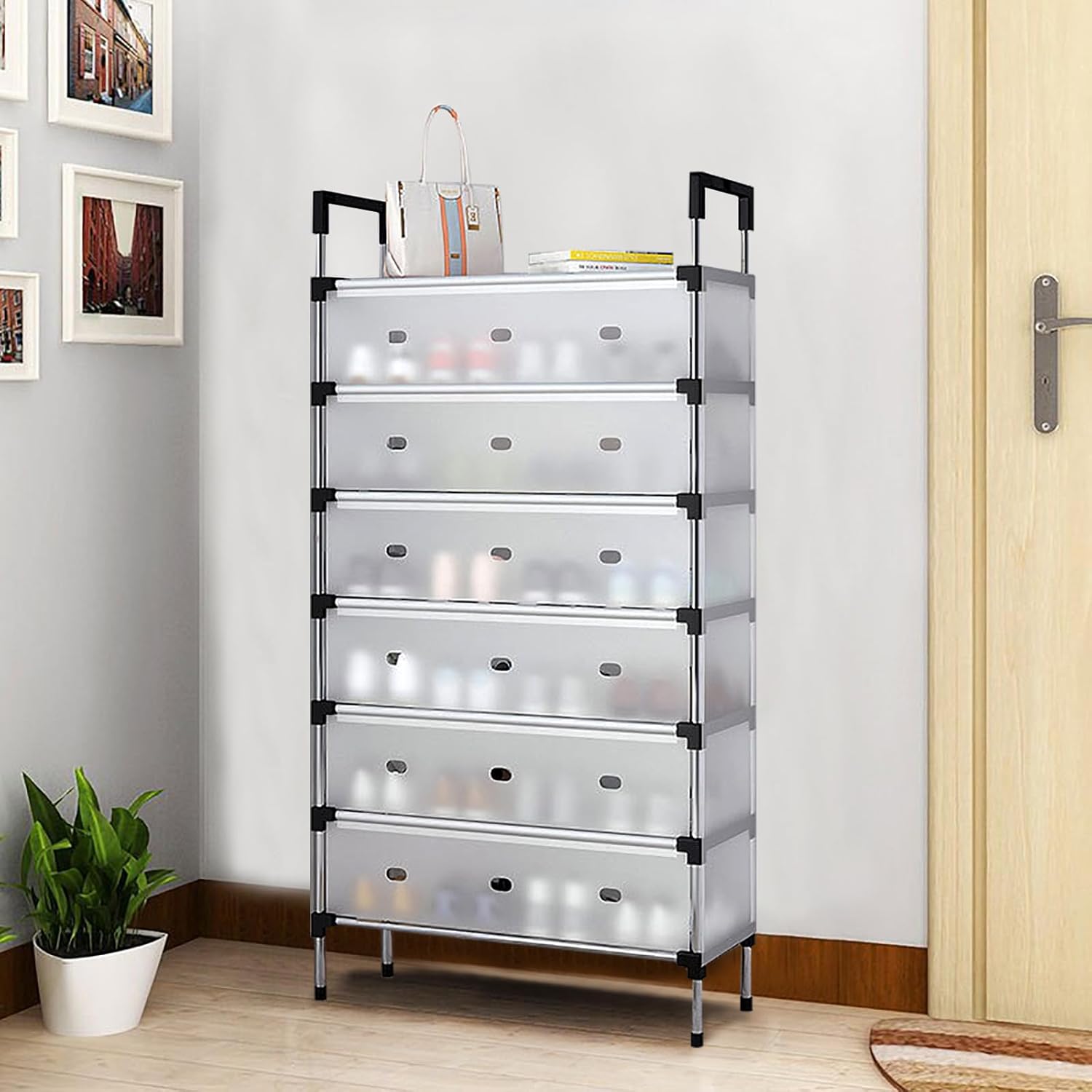 Étagère à Chaussures Fermée 6 Niveaux