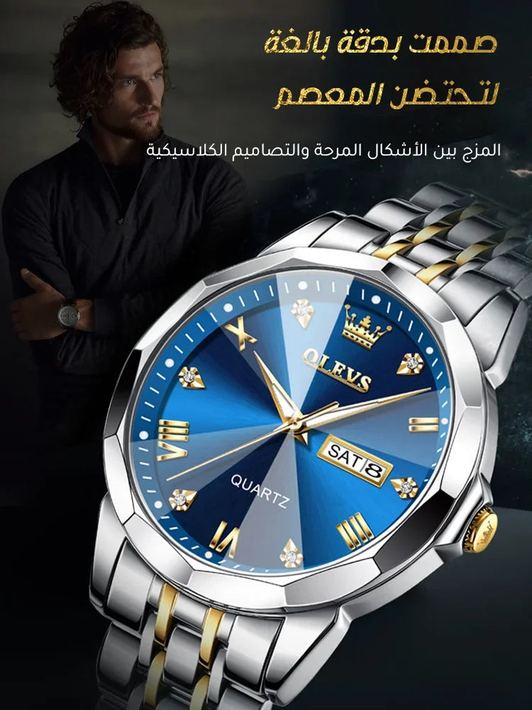 Montre OLEVS Originale 3d À Quartz Étanche En Acier Inoxydable