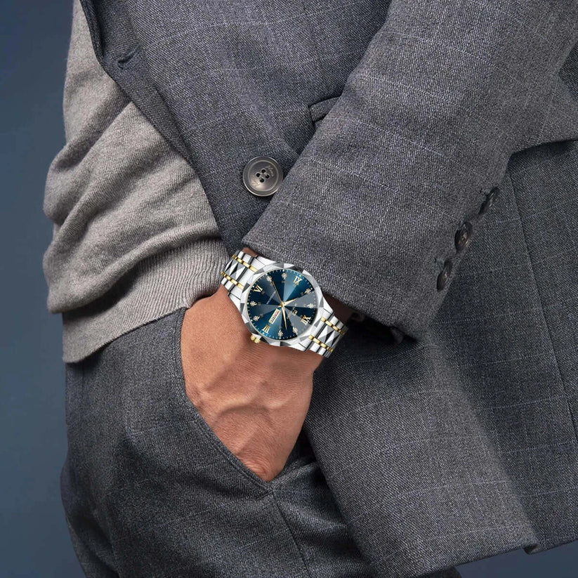 Montre OLEVS Originale 3d À Quartz Étanche En Acier Inoxydable