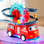 Voiture jouet toboggan canard des pompiers